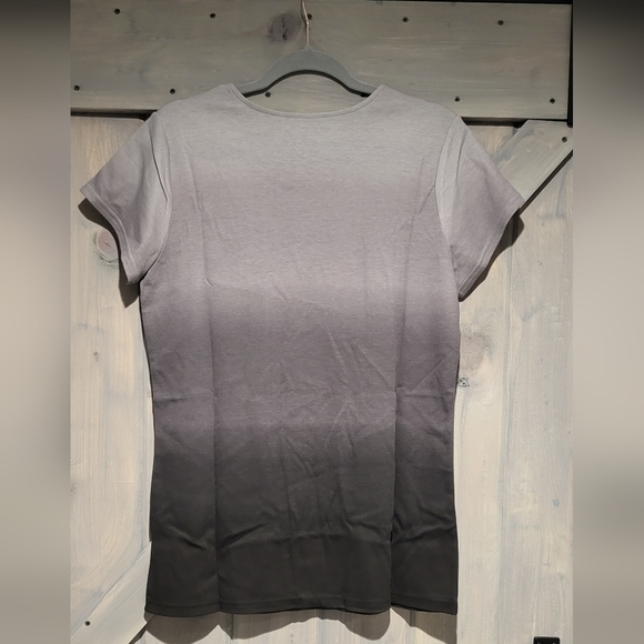 Issac Mizrahi Live Gradient Ombre Short Sleeve Cotton Top - Picture 2 of 7